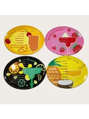 Precidio Mixed Drink Recipe Snack Plate Set of 4 Appetizer Plates